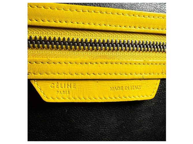 Céline Borsa Celine Luggage Micro Shopper Nero Crudo Giallo - vista 11