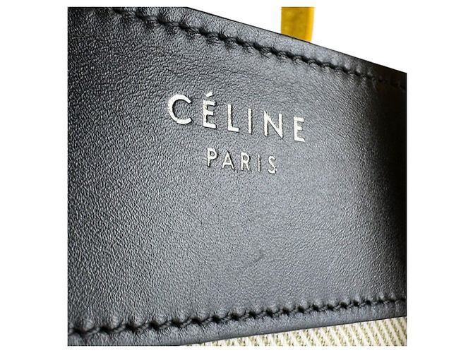 Céline Borsa Celine Luggage Micro Shopper Nero Crudo Giallo - vista 12
