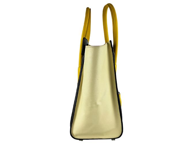 Céline Borsa Celine Luggage Micro Shopper Nero Crudo Giallo - vista 2