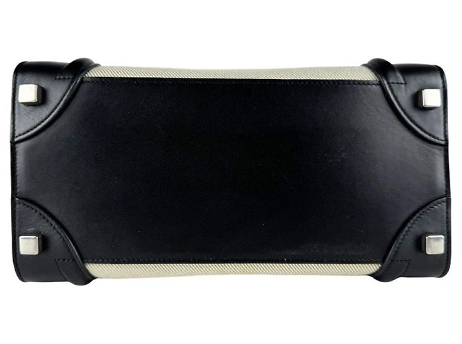 Céline Borsa Celine Luggage Micro Shopper Nero Crudo Giallo - vista 4