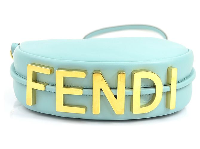 Fendi Schultertasche aus hellblauem Leder - Ansicht 4