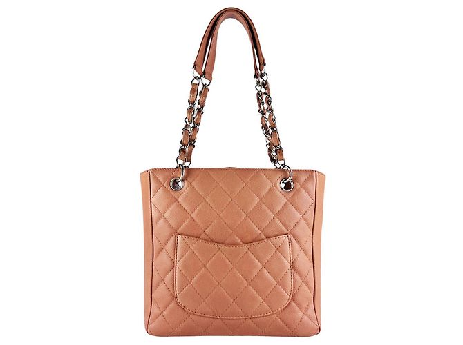 Borsa Chanel PST in pelle di vitello granulata rosa - vista 3