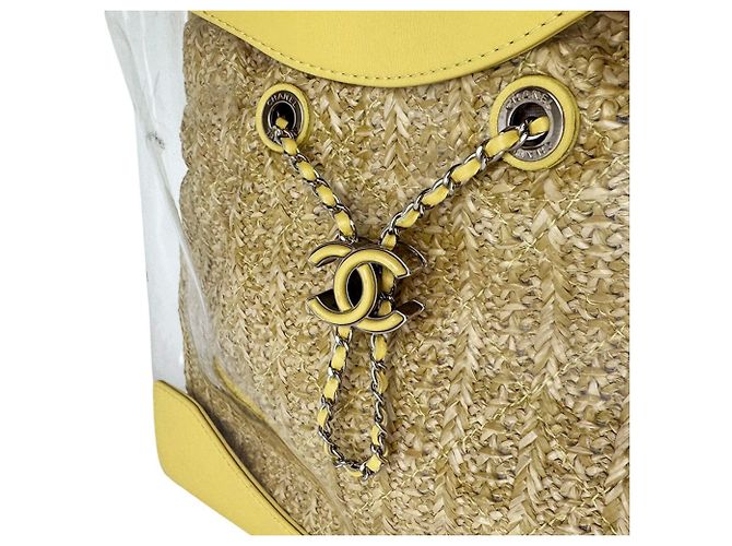 Borsa in pelle e vinile Chanel Giallo - vista 11