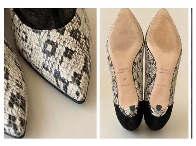 Autre Marque Bianca Castana Stiefeletten aus Wildleder mit Python-Print, Größe 37 Schwarz Python drucken - Ansicht 5