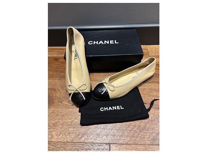 Chanel Ballerine Bicolore in Pelle - 38,5 Nero Beige - vista 11