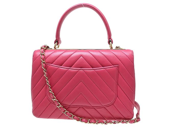Chanel Trendy CC Top Handle Chevron Lambskin Medium Rosa - vista 2