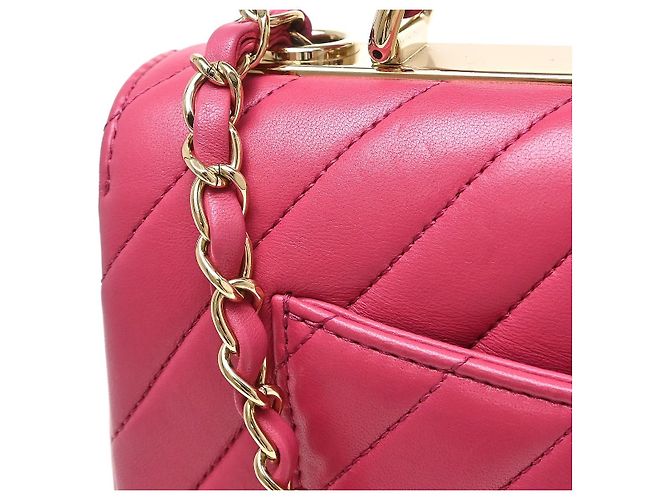 Chanel Trendy CC Top Handle Chevron Lambskin Medium Rosa - vista 7