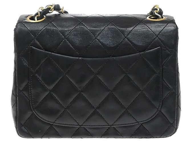 Chanel Vintage Square Classic Flap gestepptes Lammleder Small Schwarz - Ansicht 2
