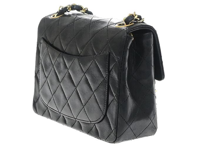 Chanel Vintage Square Classic Flap gestepptes Lammleder Small Schwarz - Ansicht 4