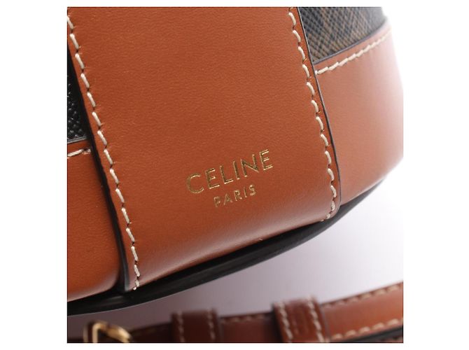 Céline Borsa a Spalla Celine Tambour Small Triomphe Marrone Nero - vista 4
