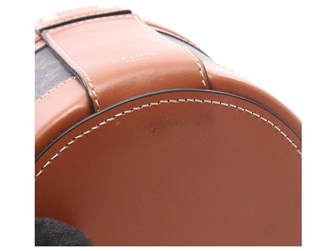 Céline Borsa a Spalla Celine Tambour Small Triomphe Marrone Nero - vista 6
