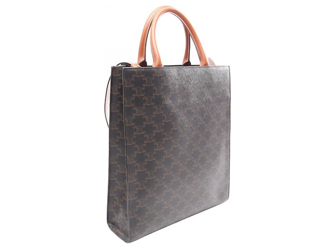 Céline Celine Small Vertical Cabas Triomphe Borsa Tote 2-Way Marrone Nero - vista 2