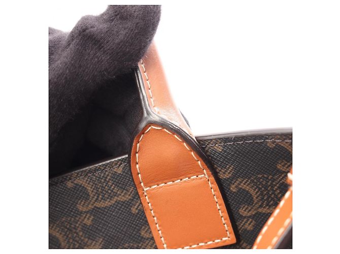 Céline Celine Small Vertical Cabas Triomphe Borsa Tote 2-Way Marrone Nero - vista 5