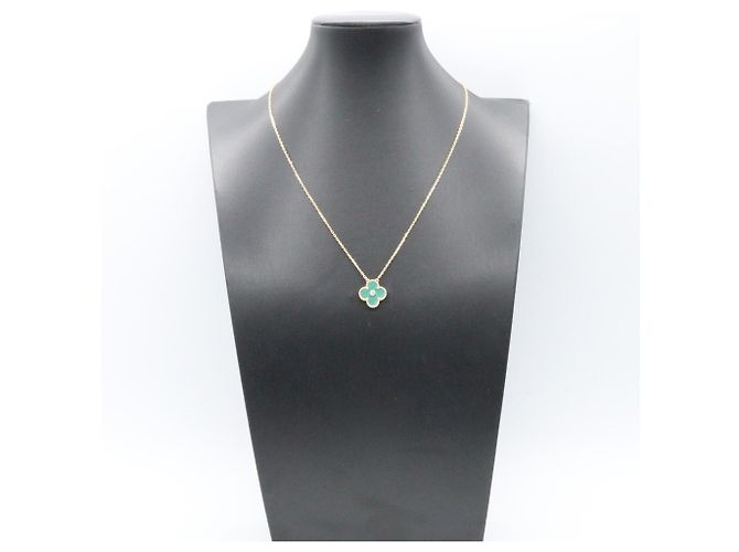 Van Cleef & Arpels Vintage Alhambra Malachite Halskette Golden Grün - Ansicht 6