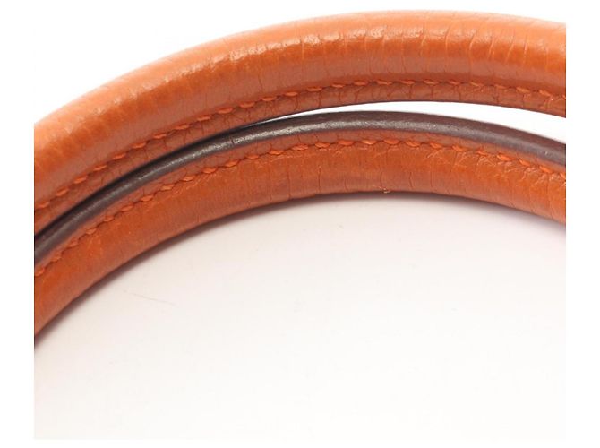 Hermès Zweifarbige Hermes Plume 32 Handtasche Weiß Orange - Ansicht 10