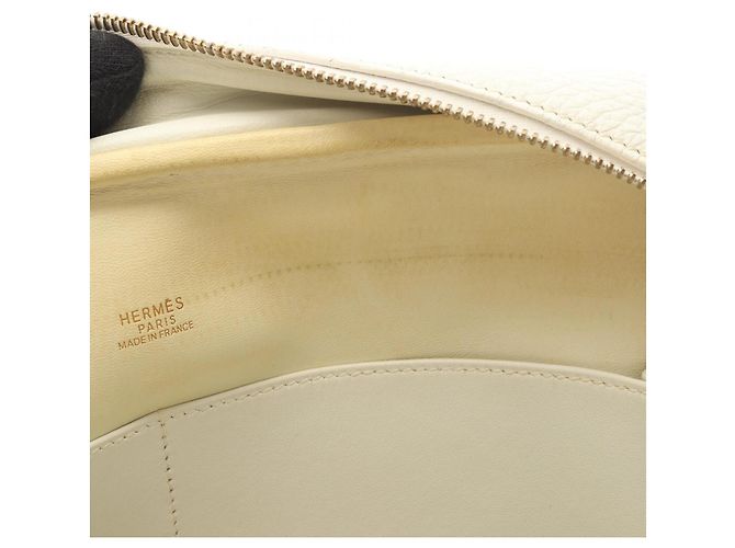 Hermès Zweifarbige Hermes Plume 32 Handtasche Weiß Orange - Ansicht 13