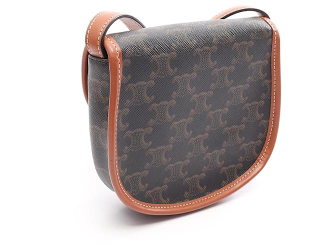 Céline Celine Triomphe Mini Besace Shoulder Bag Marrone Nero - vista 2