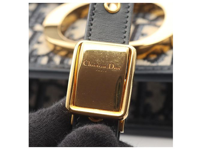 Borsa a tracolla Christian Dior Dior 30 Montaigne Oblique Jacquard Nero Beige Blu navy - vista 10