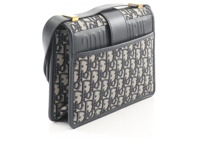 Borsa a tracolla Christian Dior Dior 30 Montaigne Oblique Jacquard Nero Beige Blu navy - vista 2