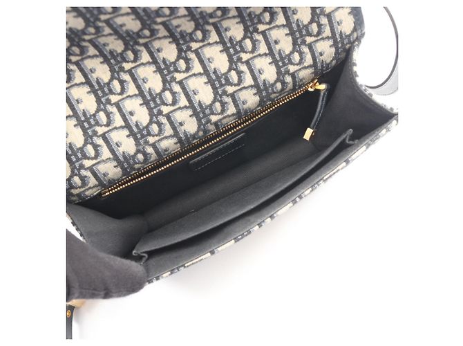 Borsa a tracolla Christian Dior Dior 30 Montaigne Oblique Jacquard Nero Beige Blu navy - vista 3