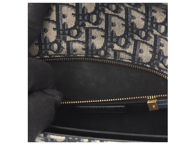 Borsa a tracolla Christian Dior Dior 30 Montaigne Oblique Jacquard Nero Beige Blu navy - vista 5
