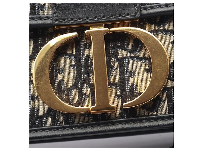 Borsa a tracolla Christian Dior Dior 30 Montaigne Oblique Jacquard Nero Beige Blu navy - vista 7