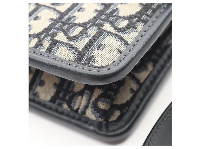 Borsa a tracolla Christian Dior Dior 30 Montaigne Oblique Jacquard Nero Beige Blu navy - vista 8