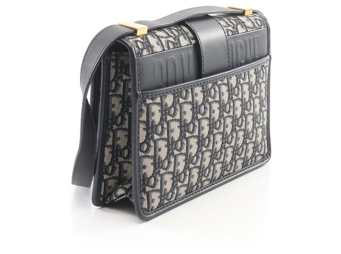 Borsa a tracolla Christian Dior 30 Montaigne Oblique Jacquard Nero Beige Blu navy - vista 2