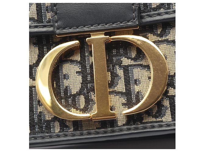 Borsa a tracolla Christian Dior 30 Montaigne Oblique Jacquard Nero Beige Blu navy - vista 6