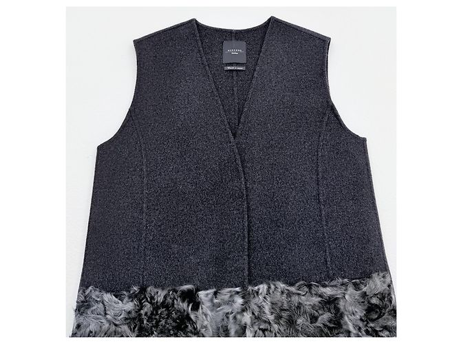 Chaleco Weekend Max Mara de lana y piel de cordero cosido a mano – Fabricado en Italia Gris Gris antracita - vista 4