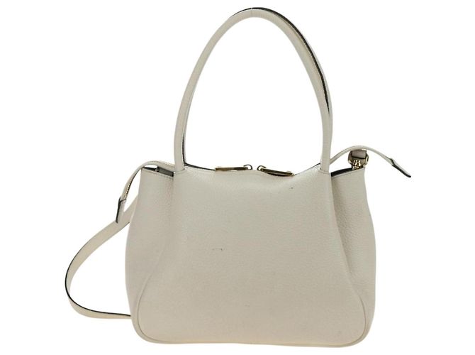 Borsa PRADA Vittero Dino Leather 2way White Gold Auth 190387V Bianco D'oro - vista 4
