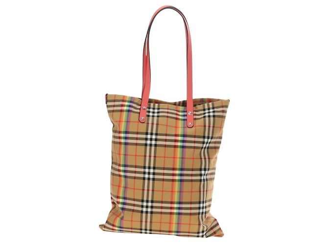 BURBERRY Nova Check Tote Bag Canvas Beige Silber Auth 190455M - Ansicht 13