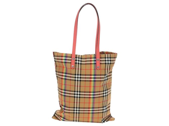 BURBERRY Nova Check Tote Bag Canvas Beige Silber Auth 190455M - Ansicht 2