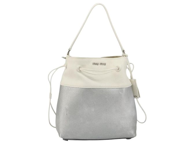 Borsa a Spalla Miu Miu in Pelle Argento Auth BA13941A - vista 13