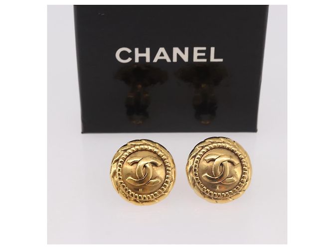 Orecchini CHANEL COCO Mark in metallo color oro CC Auth 191418V - vista 14
