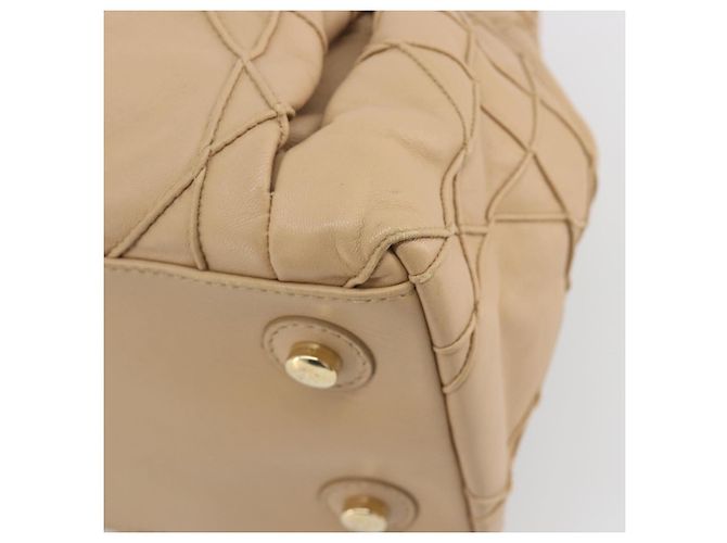 Borsa con coulisse e catena Christian Dior in pelle beige e oro Auth BA13968A D'oro - vista 15