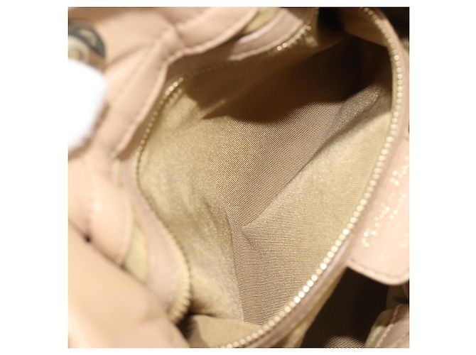 Borsa con coulisse e catena Christian Dior in pelle beige e oro Auth BA13968A D'oro - vista 21
