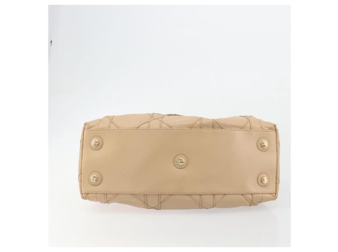 Borsa con coulisse e catena Christian Dior in pelle beige e oro Auth BA13968A D'oro - vista 5
