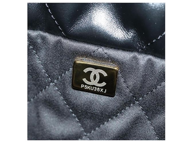 CHANEL CHANEL22 Borsa a Catena in Pelle di Agnello Nera e Oro CC Auth 190198SAM Nero D'oro - vista 11