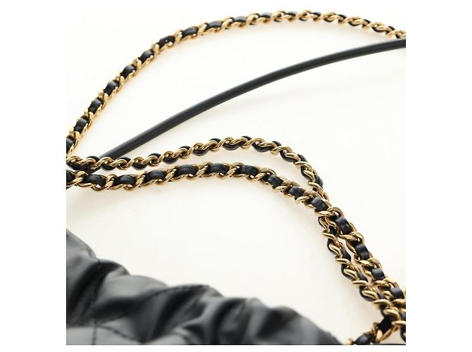 CHANEL CHANEL22 Borsa a Catena in Pelle di Agnello Nera e Oro CC Auth 190198SAM Nero D'oro - vista 14