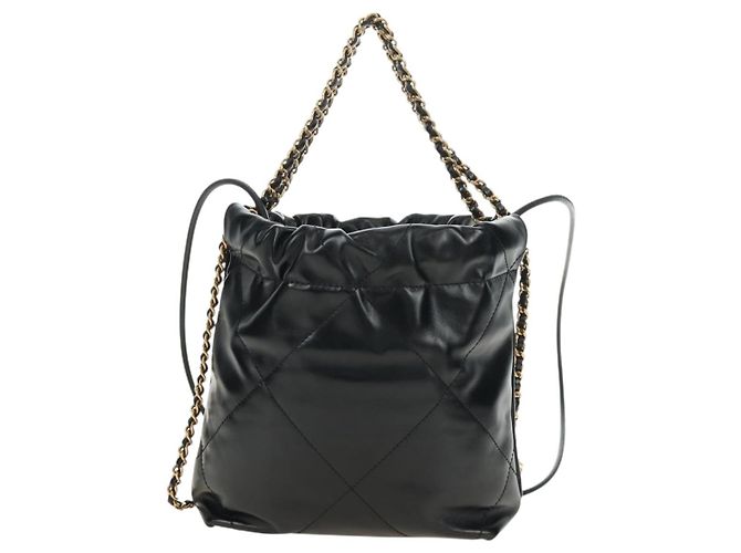 CHANEL CHANEL22 Borsa a Catena in Pelle di Agnello Nera e Oro CC Auth 190198SAM Nero D'oro - vista 2