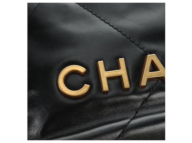 CHANEL CHANEL22 Borsa a Catena in Pelle di Agnello Nera e Oro CC Auth 190198SAM Nero D'oro - vista 21