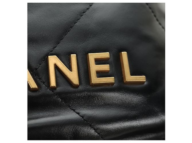 CHANEL CHANEL22 Borsa a Catena in Pelle di Agnello Nera e Oro CC Auth 190198SAM Nero D'oro - vista 22