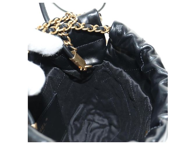 CHANEL CHANEL22 Borsa a Catena in Pelle di Agnello Nera e Oro CC Auth 190198SAM Nero D'oro - vista 24