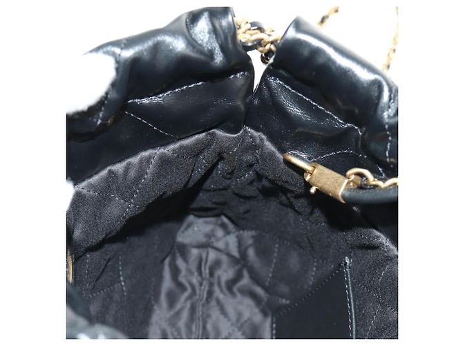 CHANEL CHANEL22 Borsa a Catena in Pelle di Agnello Nera e Oro CC Auth 190198SAM Nero D'oro - vista 25