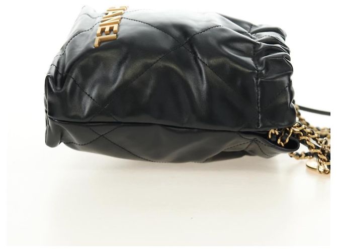 CHANEL CHANEL22 Borsa a Catena in Pelle di Agnello Nera e Oro CC Auth 190198SAM Nero D'oro - vista 3