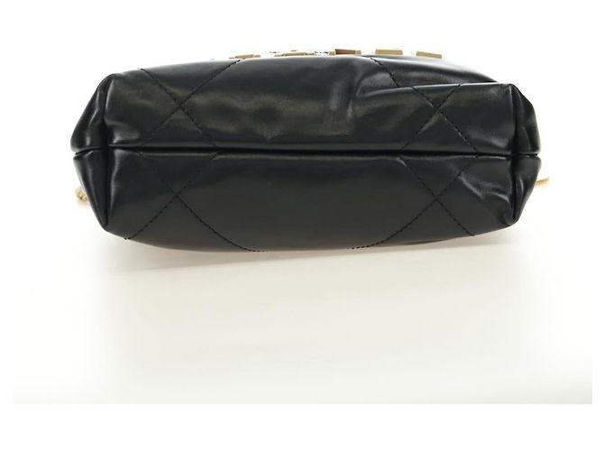 CHANEL CHANEL22 Borsa a Catena in Pelle di Agnello Nera e Oro CC Auth 190198SAM Nero D'oro - vista 5