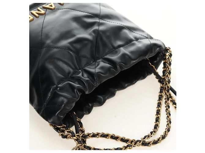 CHANEL CHANEL22 Borsa a Catena in Pelle di Agnello Nera e Oro CC Auth 190198SAM Nero D'oro - vista 6