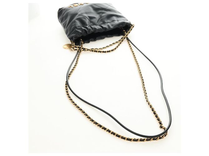 CHANEL CHANEL22 Borsa a Catena in Pelle di Agnello Nera e Oro CC Auth 190198SAM Nero D'oro - vista 8