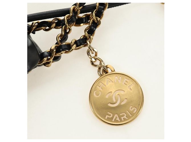 CHANEL CHANEL22 Borsa a Catena in Pelle di Agnello Nera e Oro CC Auth 190198SAM Nero D'oro - vista 9